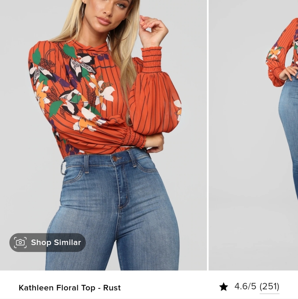 Kathleen Floral Top - Rust.